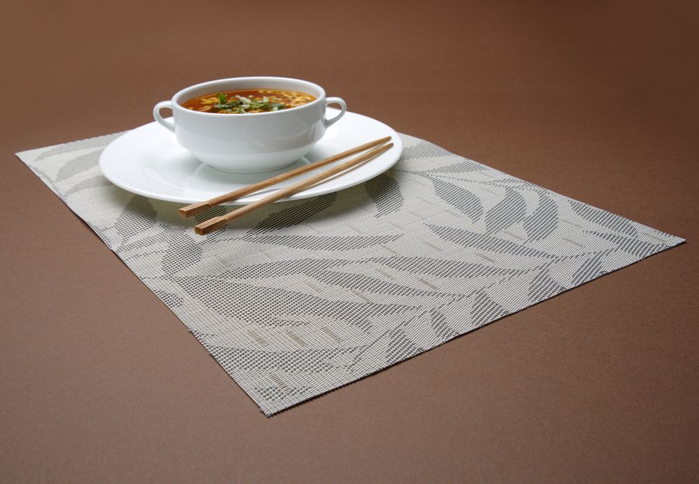 Hendi Bordsunderlägg, löv – set, ljusgrå, 6 st., 450x300mm