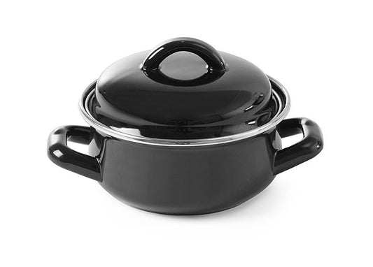 Sopp- och såsgryta - med lock, HENDI, 0,5L, Svart, ⌀135x(H)105mm