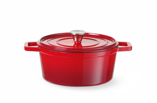 Gjutjärnsgryta emaljerad, HENDI, 3,7L, Röd, 317x240x(H)105mm