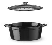 Hendi Gjutjärnsgryta emaljerad, 6,88L, Svart, 405x255x(H)134mm, Oval
