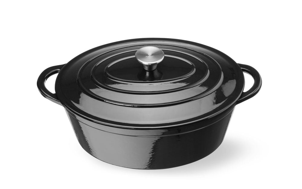 Hendi Gjutjärnsgryta emaljerad, 6,88L, Svart, 405x255x(H)134mm, Oval