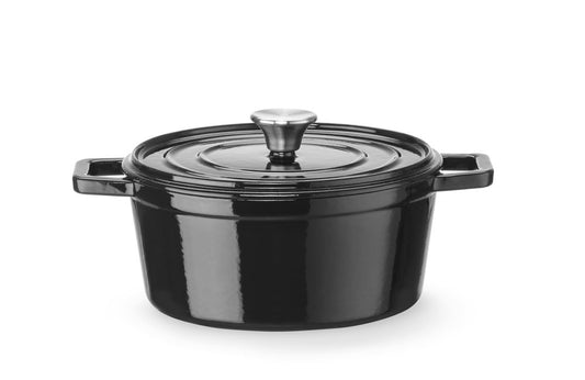 Gjutjärnsgryta emaljerad, HENDI, 3,7L, Svart, 317x240x(H)105mm
