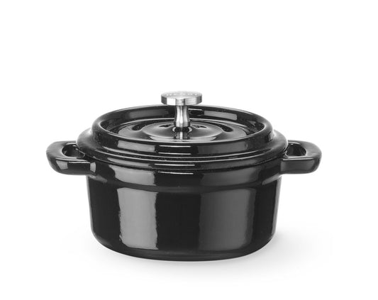 Gjutjärnsgryta emaljerad, HENDI, 0,27L, Svart, 130x100x(H)48mm