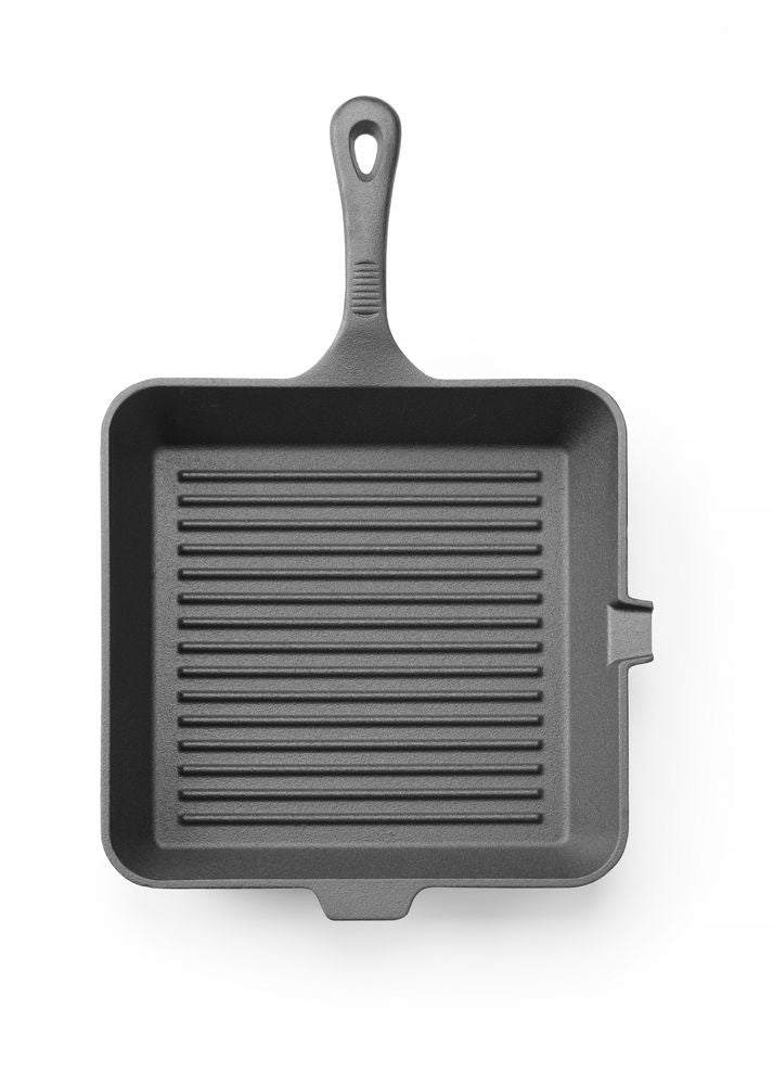 Grillpanna i gjutjärn, HENDI, svart, 250x250x(H)50mm, fyrkantig