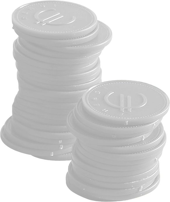 Coin tokens – 100 pcs., BarUp, White, 100 pcs., ⌀25mm