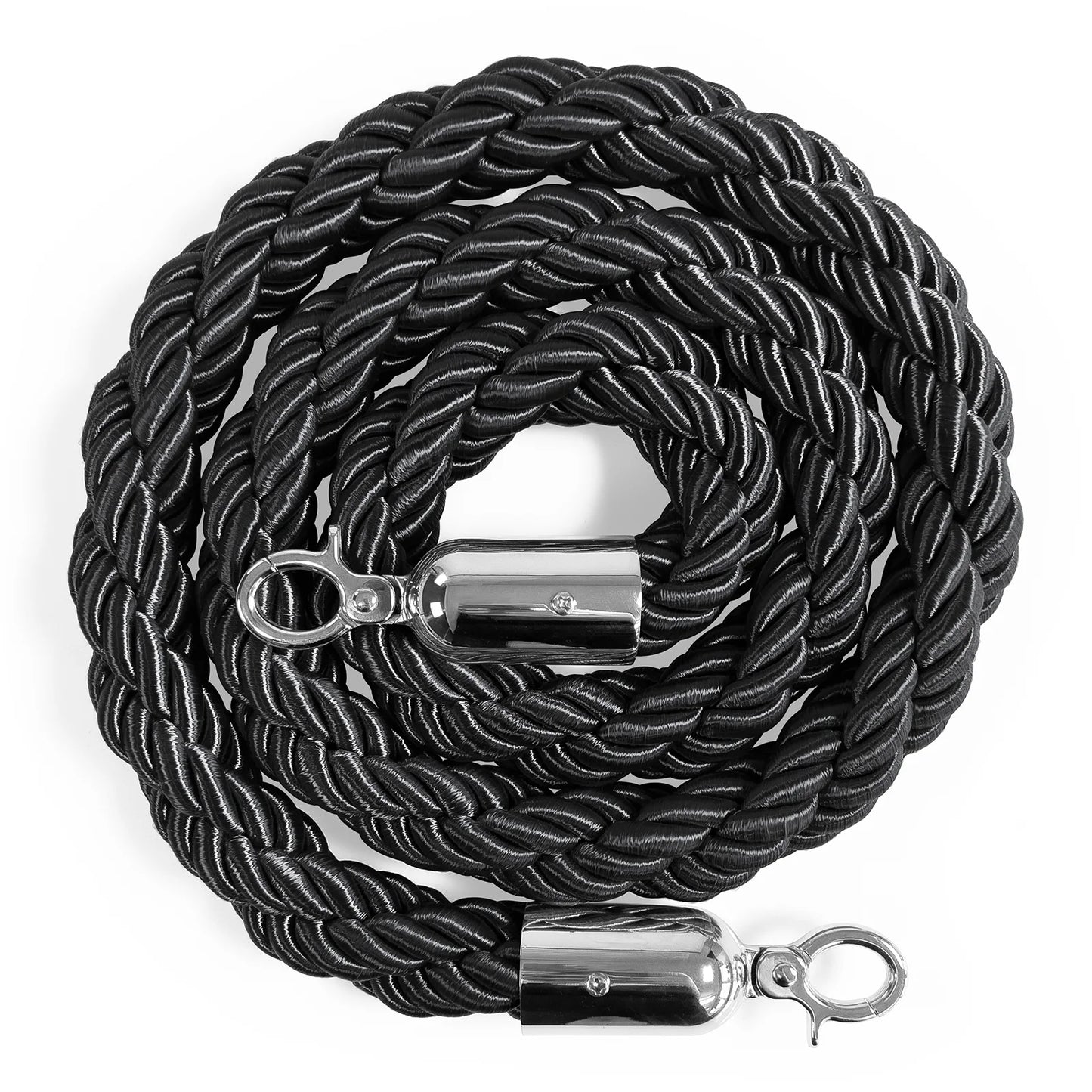 Flätat rep till köstolpe, Svart/silver - 150cm