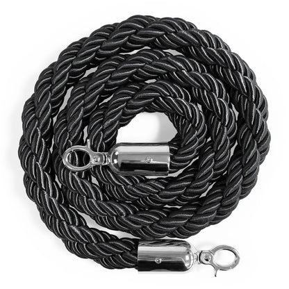 Flätat rep till köstolpe, Svart/silver - 150cm