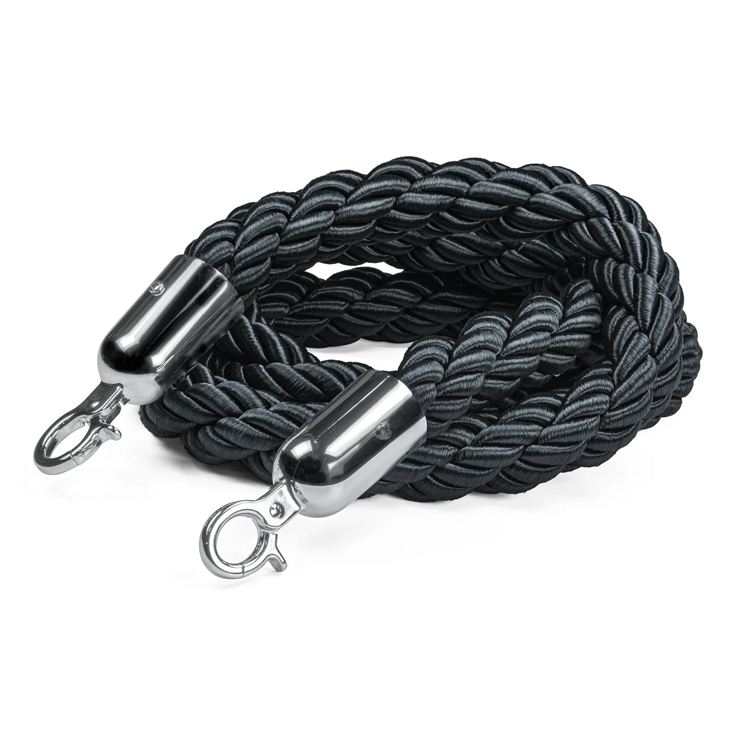 Flätat rep till köstolpe, Svart/silver - 150cm
