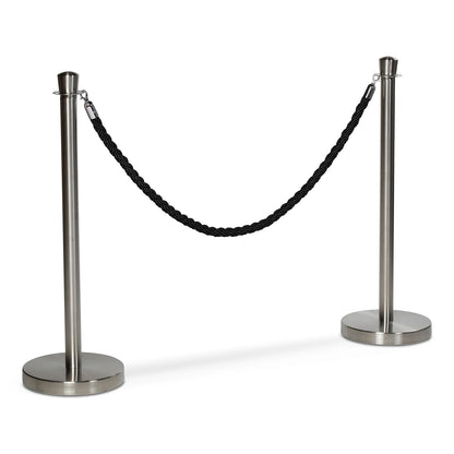 Flätat rep till köstolpe, Svart/silver - 150cm