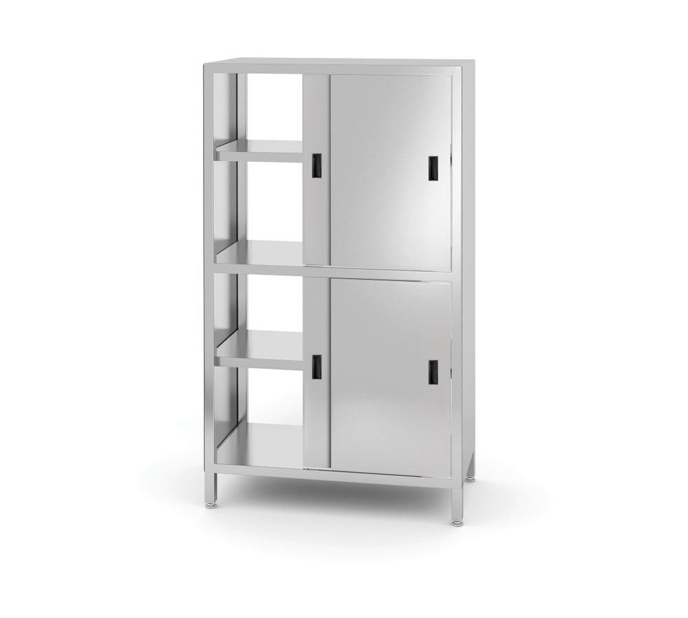 Genomgångsskåp med skiljevägg och skjutdörrar – bultad, HENDI, Kitchen Line, 1000x600x(H)1800mm