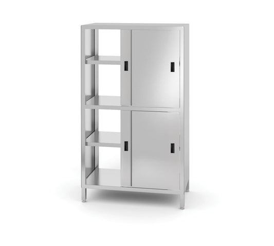 Genomgångsskåp med skiljevägg och skjutdörrar – bultad, HENDI, Kitchen Line, 1000x600x(H)1800mm