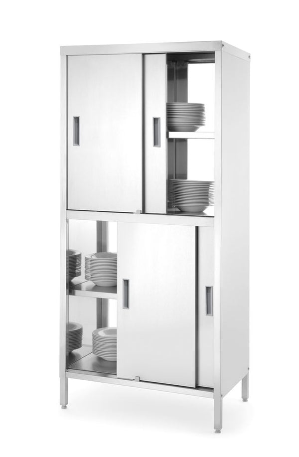 Hendi Genomgångsskåp med skiljevägg och skjutdörrar – bultad, Kitchen Line, 800x500x(H)1800mm