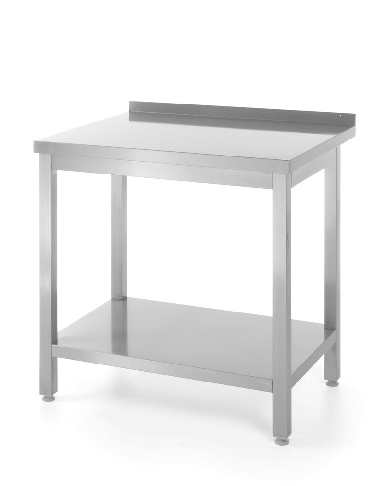 Väggbord med hyllplan – bultad, djup 600 mm, HENDI, Profi Line, 800x600x(H)850mm