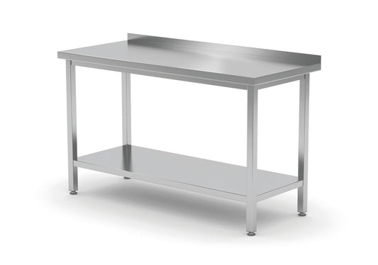 Väggbord med hyllplan – bultad, djup 600 mm, HENDI, Profi Line, 1000x600x(H)850mm