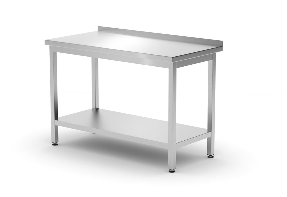 Väggbord med hyllplan – bultad, djup 600 mm, HENDI, Profi Line, 1200x600x(H)850mm