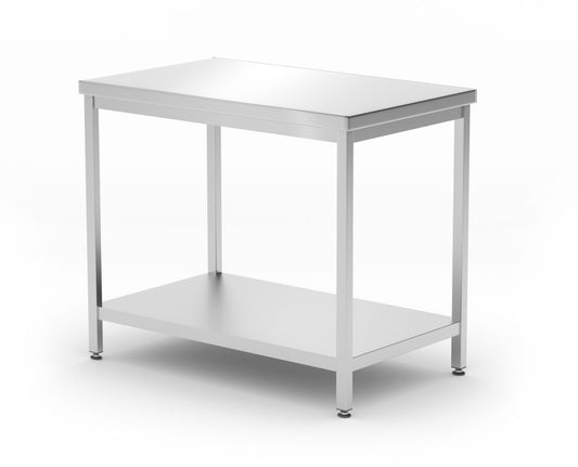 Centralt bord med hyllplan – bultad, djup 600 mm, HENDI, Profi Line, 1000x600x(H)850mm