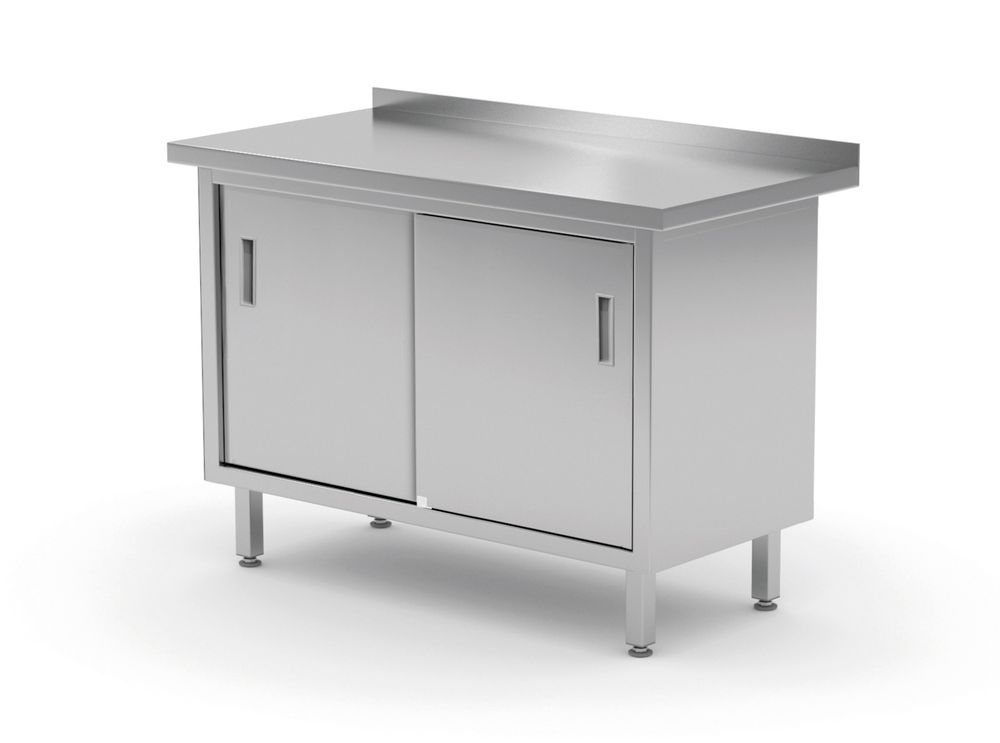 Hendi Väggbordsskåp med skjutdörrar – svetsade, Profi Line, 1200x600x(H)850mm