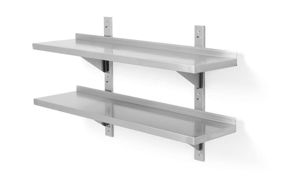 Dubbel vägghylla, justerbar, med 2 konsoler, HENDI, 1000x300x(H)600mm