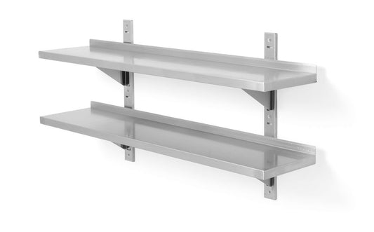 Dubbel vägghylla, justerbar, med 2 konsoler, HENDI, 1200x300x(H)600mm