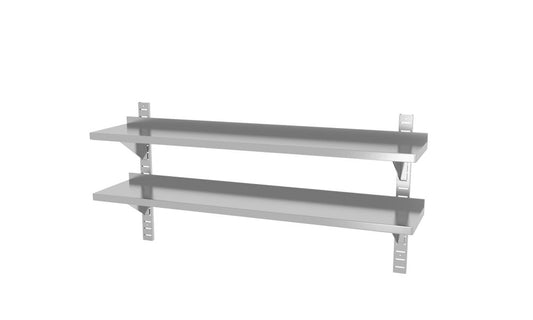 Dubbel vägghylla, justerbar, med 2 konsoler, HENDI, 1400x300x(H)600mm