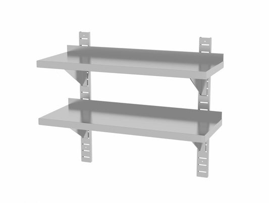 Dubbel vägghylla, justerbar, med 2 konsoler, HENDI, 800x300x(H)600mm