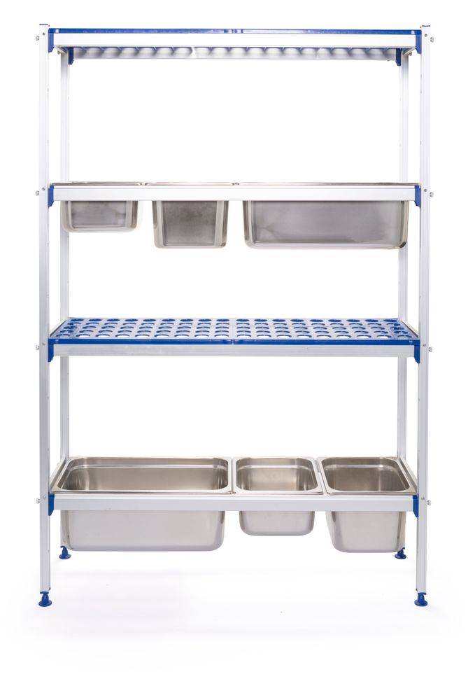 Förvaringsställ i aluminium för GN-behållare, HENDI, 1120x355x(H)1685mm