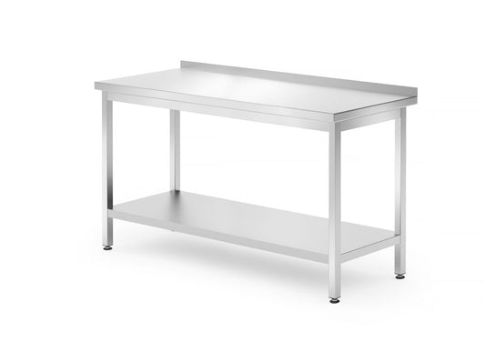 Väggbord med hyllplan – bultad, djup 700 mm, HENDI, Profi Line, 1400x700x(H)850mm
