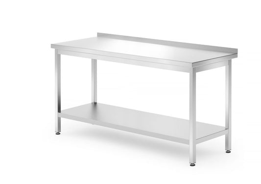 Väggbord med hyllplan – bultad, djup 700 mm, HENDI, Profi Line, 1600x700x(H)850mm