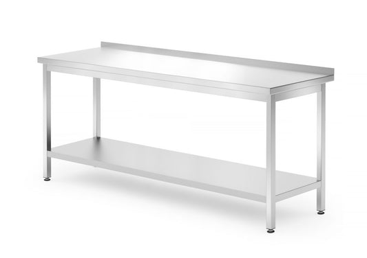 Väggbord med hyllplan – bultad, djup 700 mm, HENDI, Profi Line, 1800x700x(H)850mm