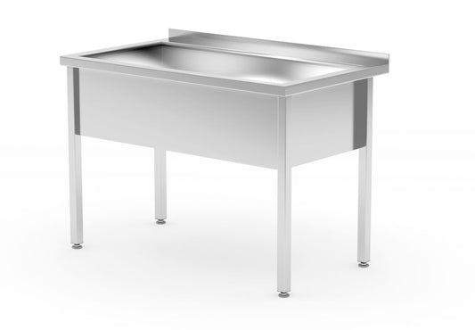 Bord med enkel tvättränna – svetsad, djup 700 mm, kammarhöjd 300 mm, HENDI, Profi Line, 800x700x(H)850mm