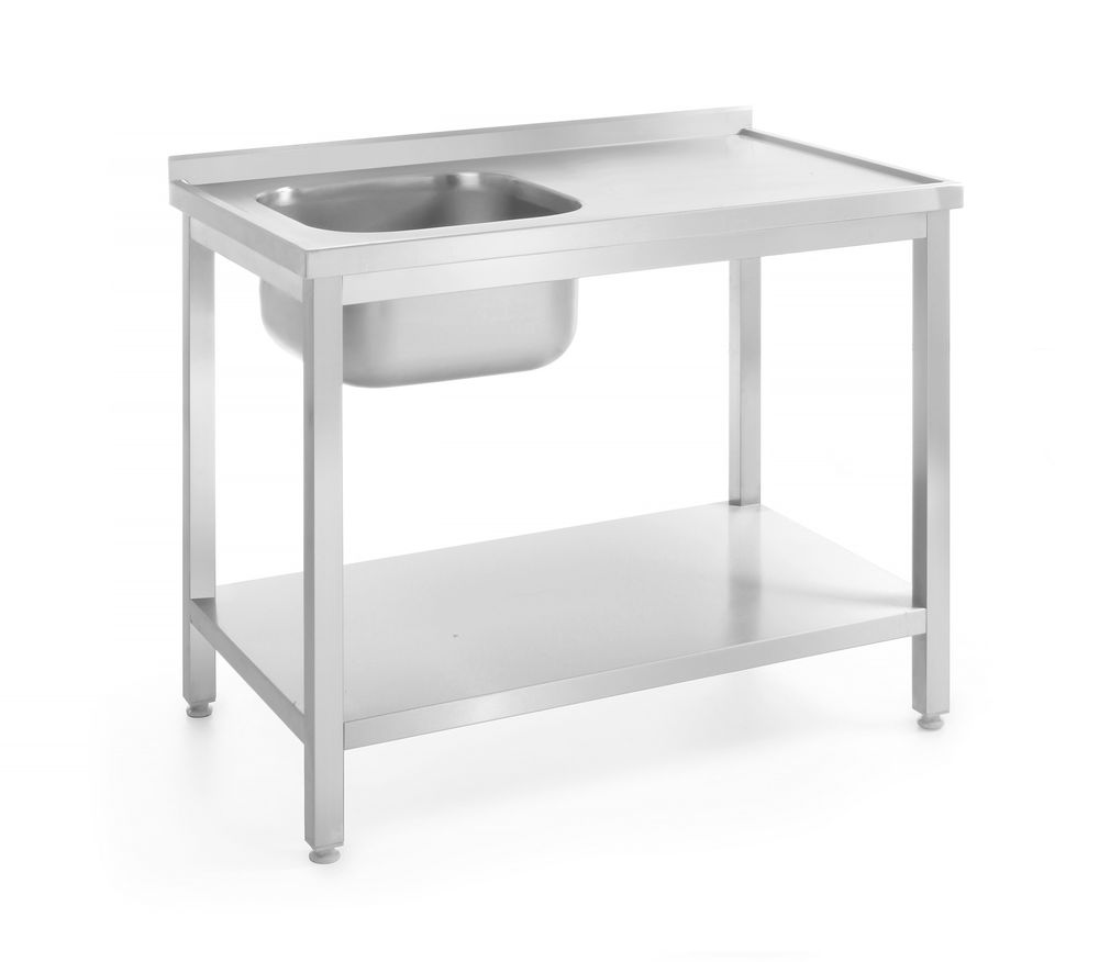 Diskbänk med hyllplan – bultad, djup 700 mm, HENDI, Profi Line, vänster, 1000x700x(H)850mm