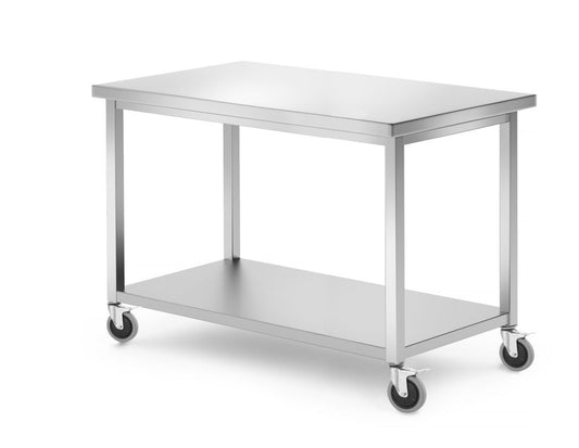 Mobilt bord, med hyllplan – skruvat, HENDI, Kitchen Line, 1200x600x(H)850mm