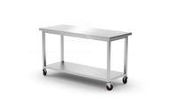 Hendi Mobilt bord, med hyllplan – skruvat, Kitchen Line, 1200x600x(H)850mm