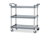AmerBox Servicevagn i polypropen med 3 hyllor, stor, inklusive hyllpaneler på sidorna, 1010x500x(H)960mm