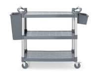 AmerBox Servicevagn i polypropen med 3 hyllor, stor, inklusive hyllpaneler på sidorna, 1010x500x(H)960mm