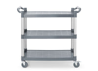 AmerBox Servicevagn i polypropen med 3 hyllor, stor, inklusive hyllpaneler på sidorna, 1010x500x(H)960mm