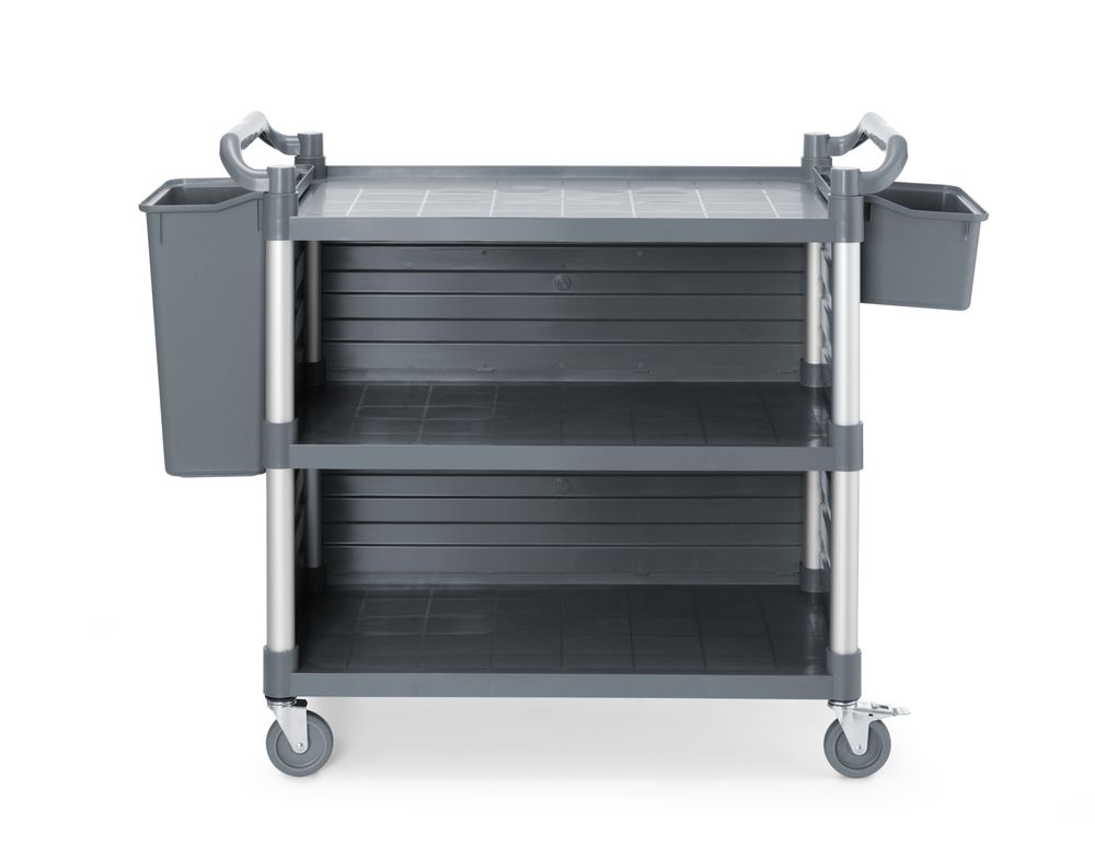 AmerBox Servicevagn i polypropen med 3 hyllor, stor, inklusive hyllpaneler på sidorna, 1010x500x(H)960mm