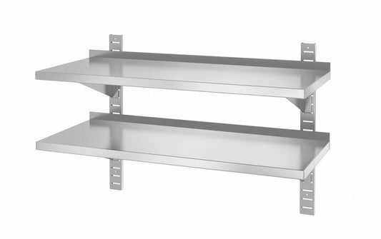 Dubbel vägghylla, justerbar, med 2 konsoler, HENDI, 1000x400x(H)600mm