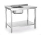 Hendi Diskbänk med hyllplan, bultad, Kitchen Line, diskho vänster sida, 800x600x(H)850mm