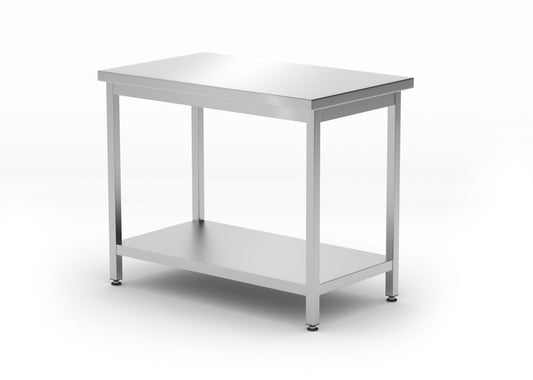 Centralt bord med hyllplan – bultad, djup 600 mm, HENDI, Kitchen Line, 1000x600x(H)850mm