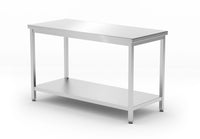 Hendi Centralt bord med hyllplan – bultad, djup 600 mm, Kitchen Line, 800x600x(H)850mm