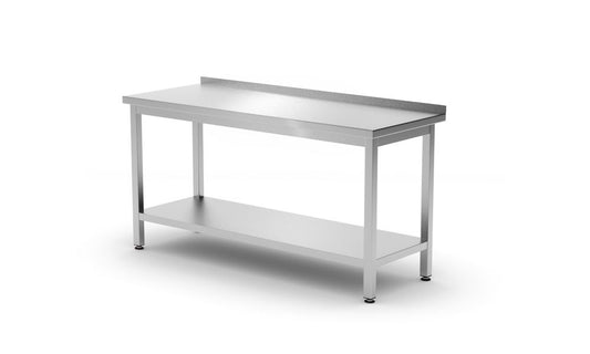 Väggbord med hyllplan – bultad, djup 600 mm, HENDI, Kitchen Line, 1200x600x(H)850mm