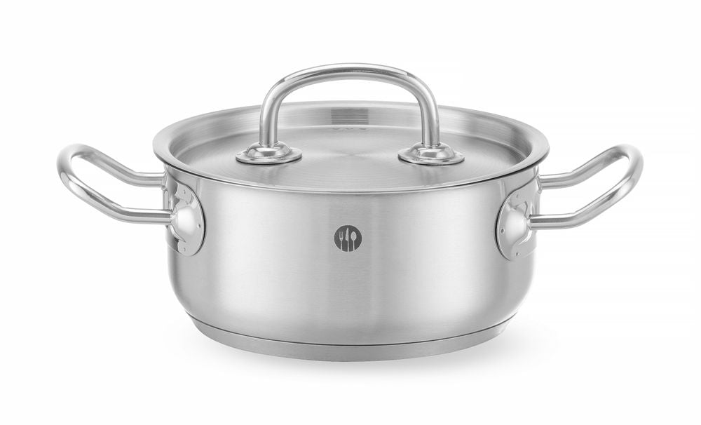 Gryta låg - med lock, HENDI, Kitchen Line, 1,4L, ⌀160x(H)75mm