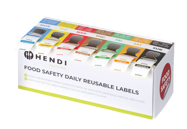 Set of food safety labels, multi-use, easy removable, with dispenser