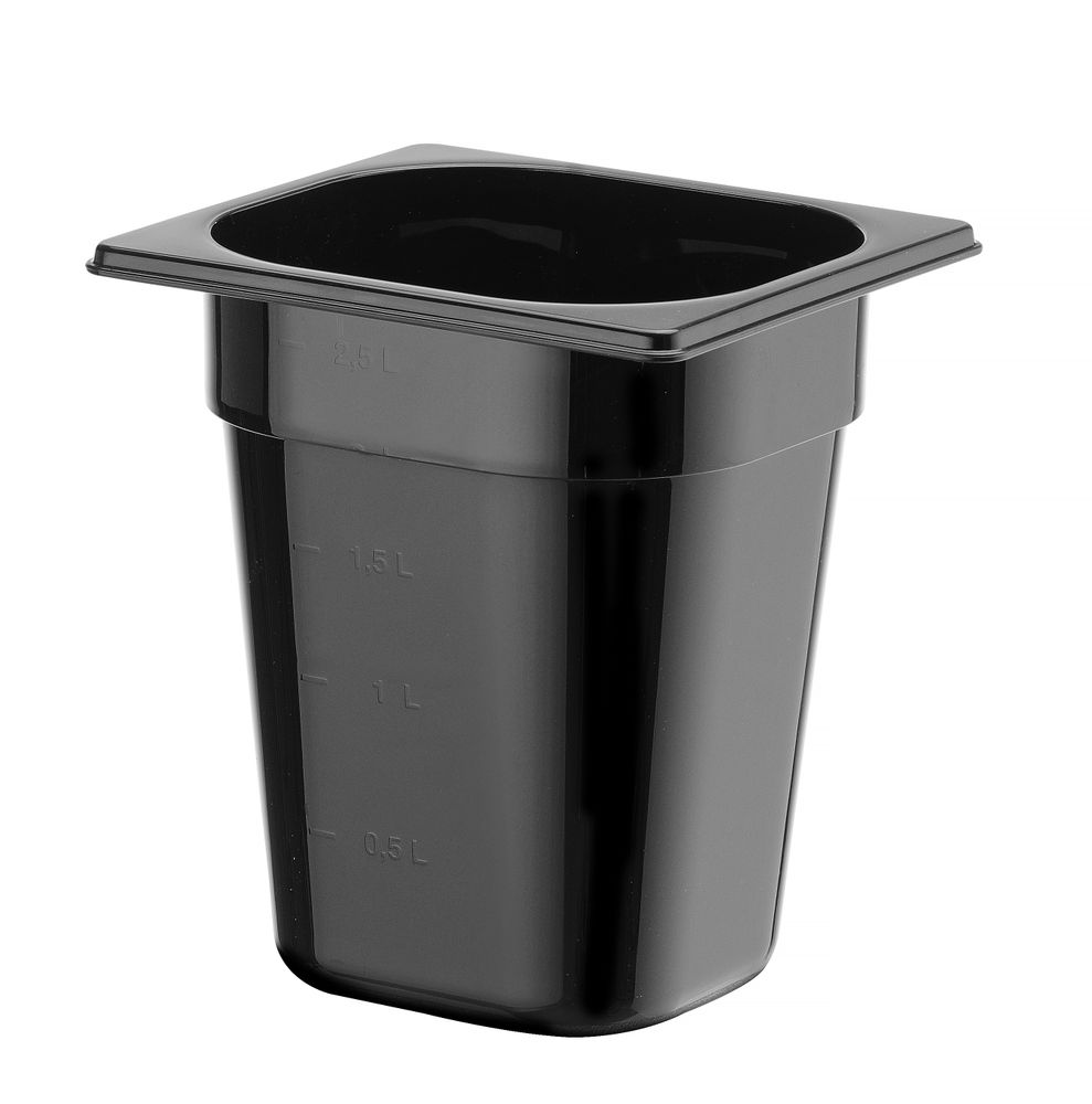 Hendi Behållare GN 1/6 svart polykarbonat, Profi Line, GN 1/6, 1L, Svart, 176x162x(H)65mm