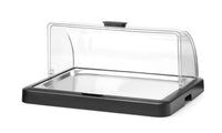 Hendi Enkel kyldisplay med rulltopp Duo UNIQ, designad av Robert Bronwasser, svart, 460x355x(H)220mm, rektangulär