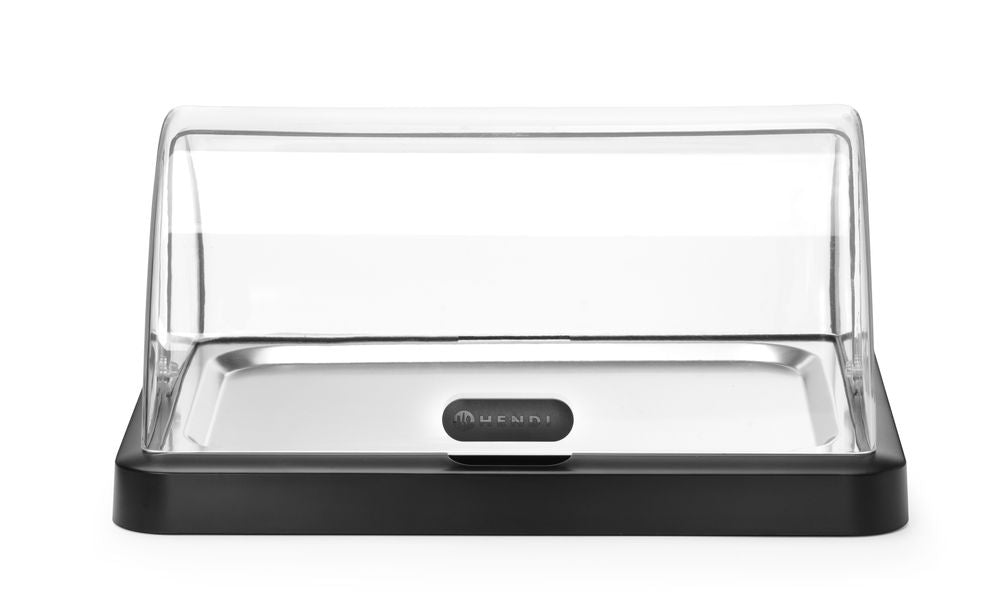Enkel kyldisplay med rulltopp Duo UNIQ, HENDI, designad av Robert Bronwasser, svart, 460x355x(H)220mm, rektangulär