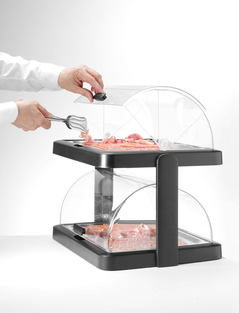 Hendi Dubbel kyldisplay med roll-top Duo UNIQ, designad av Robert Bronwasser, svart, 480x355x(H)480mm, rektangulär