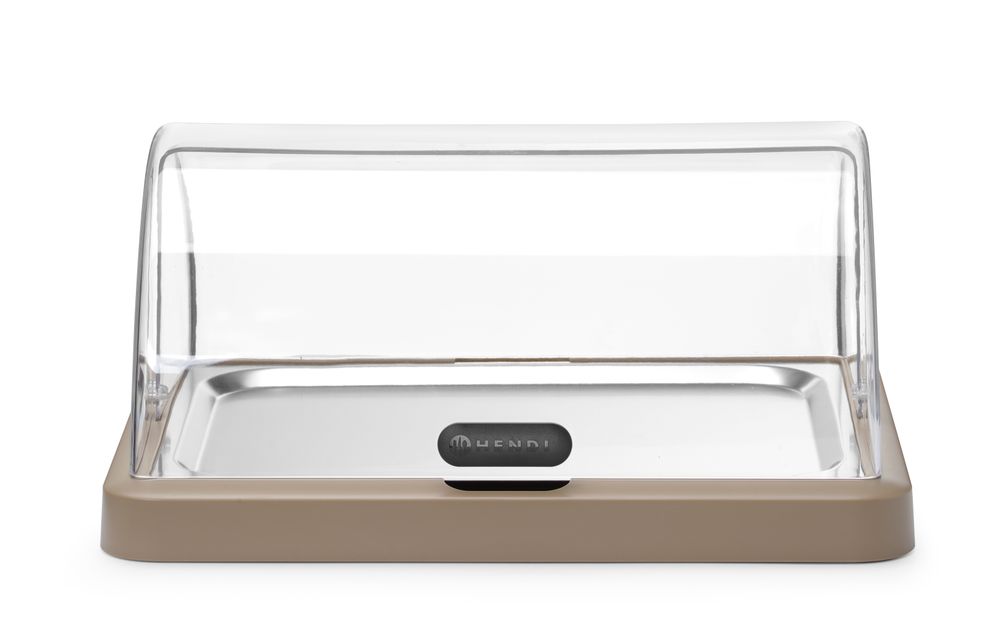 Hendi Enkel kyldisplay med rulltopp Duo UNIQ, designad av Robert Bronwasser, Beige, 460x355x(H)220mm, Rektangulär