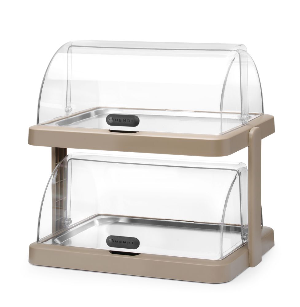 Dubbel kyldisplay med roll-top Duo UNIQ, HENDI, designad av Robert Bronwasser, Beige, 480x355x(H)480mm, Rektangulär